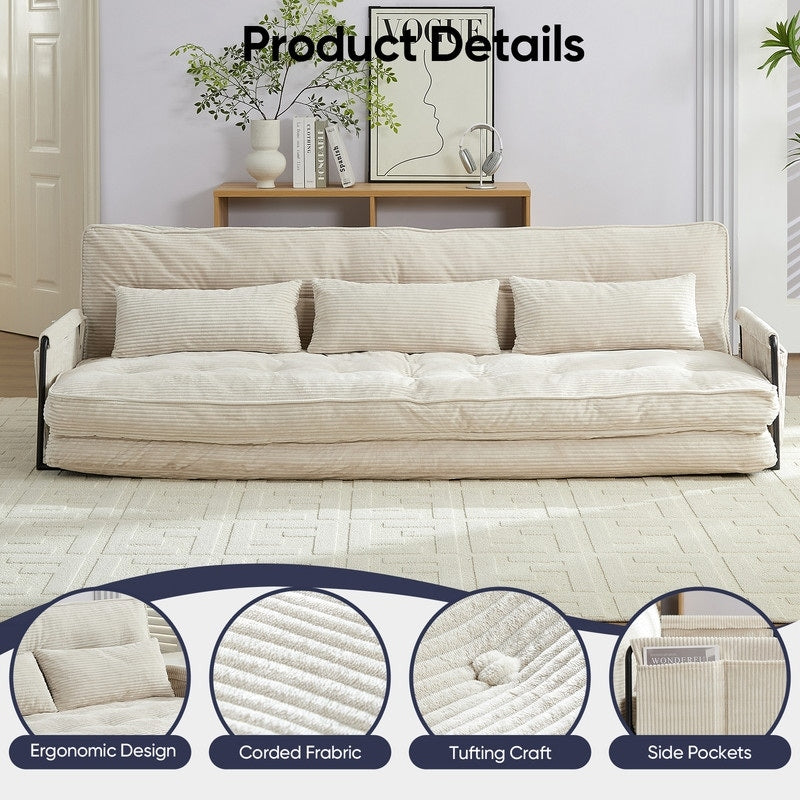 Mixoy Canapé-lit futon pliable multifonction avec oreillers, dossier réglable sur 6 positions