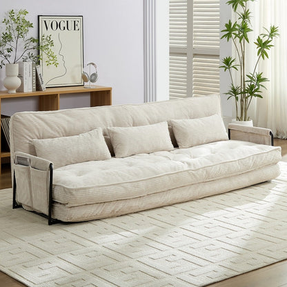 Mixoy Canapé-lit futon pliable multifonction avec oreillers, dossier réglable sur 6 positions