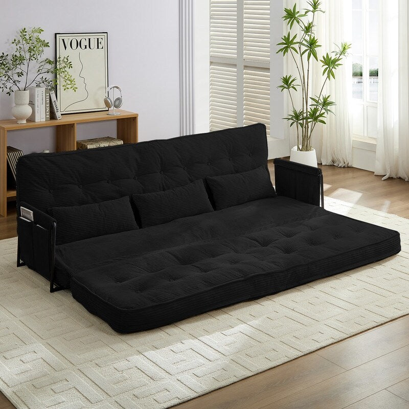 Mixoy Canapé-lit futon pliable multifonction avec oreillers, dossier réglable sur 6 positions