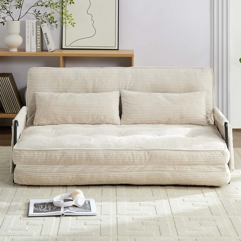 Mixoy Ensemble canapé-lit futon pliable multifonction avec oreillers, dossier réglable sur 6 positions (3+2+1)