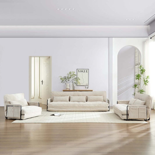 Mixoy Ensemble canapé-lit futon pliable multifonction avec oreillers, dossier réglable sur 6 positions (3+2+1)