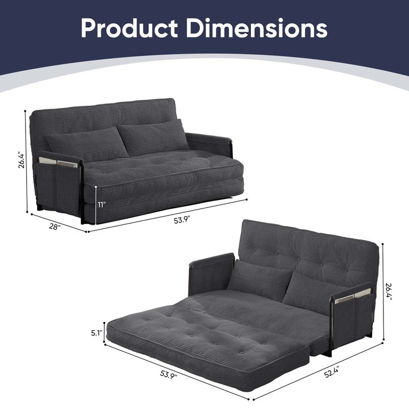 Mixoy Ensemble canapé-lit futon pliable multifonction avec oreillers, dossier réglable sur 6 positions (3+2+1)