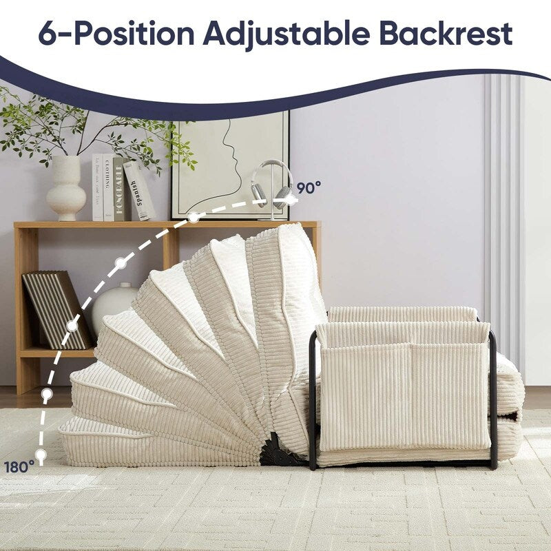 Mixoy Ensemble canapé-lit futon pliable multifonction avec oreillers, dossier réglable sur 6 positions (3+2+1)