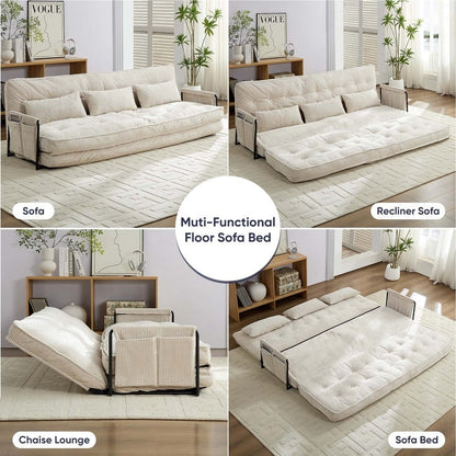 Mixoy Ensemble canapé-lit futon pliable multifonction avec oreillers, dossier réglable sur 6 positions (3+2+1)