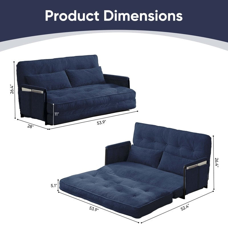 Mixoy Ensemble canapé-lit futon pliable multifonction avec oreillers, dossier réglable sur 6 positions (3+2+1)
