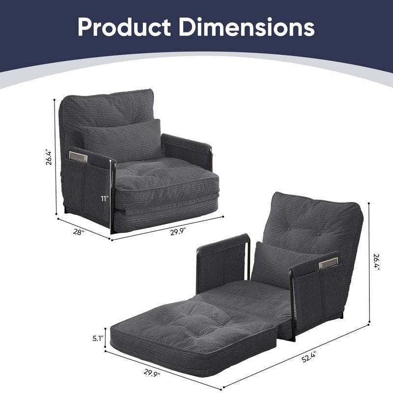 Mixoy Ensemble canapé-lit futon pliable multifonction avec oreillers, dossier réglable sur 6 positions (3+2+1)