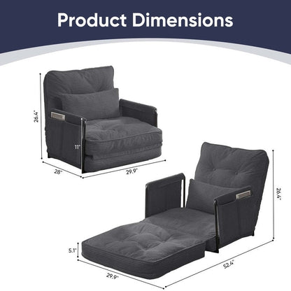Mixoy Ensemble canapé-lit futon pliable multifonction avec oreillers, dossier réglable sur 6 positions (3+2+1)