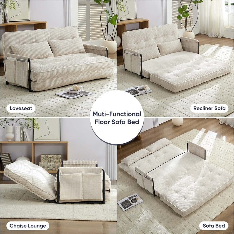 Mixoy Ensemble canapé-lit futon pliable multifonction avec oreillers, dossier réglable sur 6 positions (3+2+1)