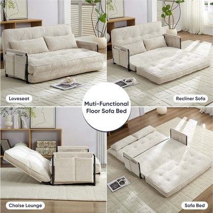 Mixoy Ensemble canapé-lit futon pliable multifonction avec oreillers, dossier réglable sur 6 positions (3+2+1)