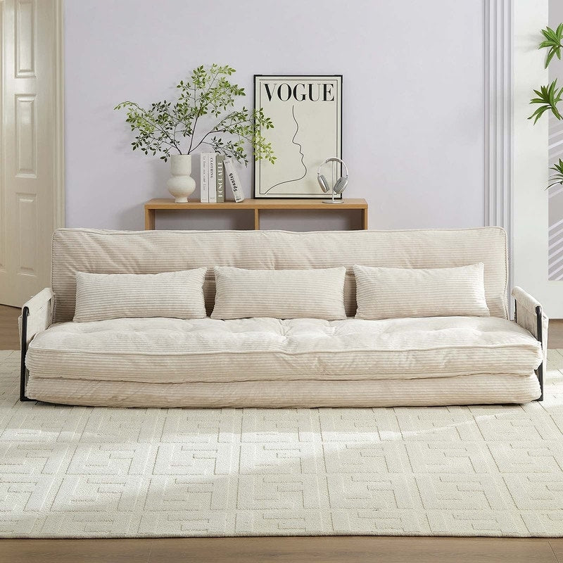 Mixoy Ensemble canapé-lit futon pliable multifonction avec oreillers, dossier réglable sur 6 positions (3+2+1)