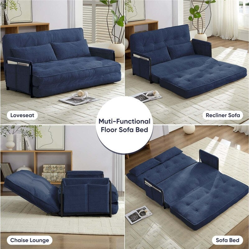 Mixoy Ensemble canapé-lit futon pliable multifonction avec oreillers, dossier réglable sur 6 positions (3+2+1)