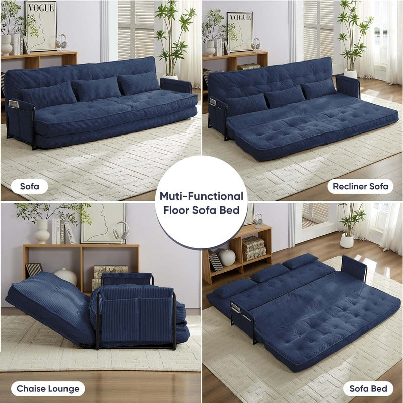 Mixoy Ensemble canapé-lit futon pliable multifonction avec oreillers, dossier réglable sur 6 positions (3+2+1)