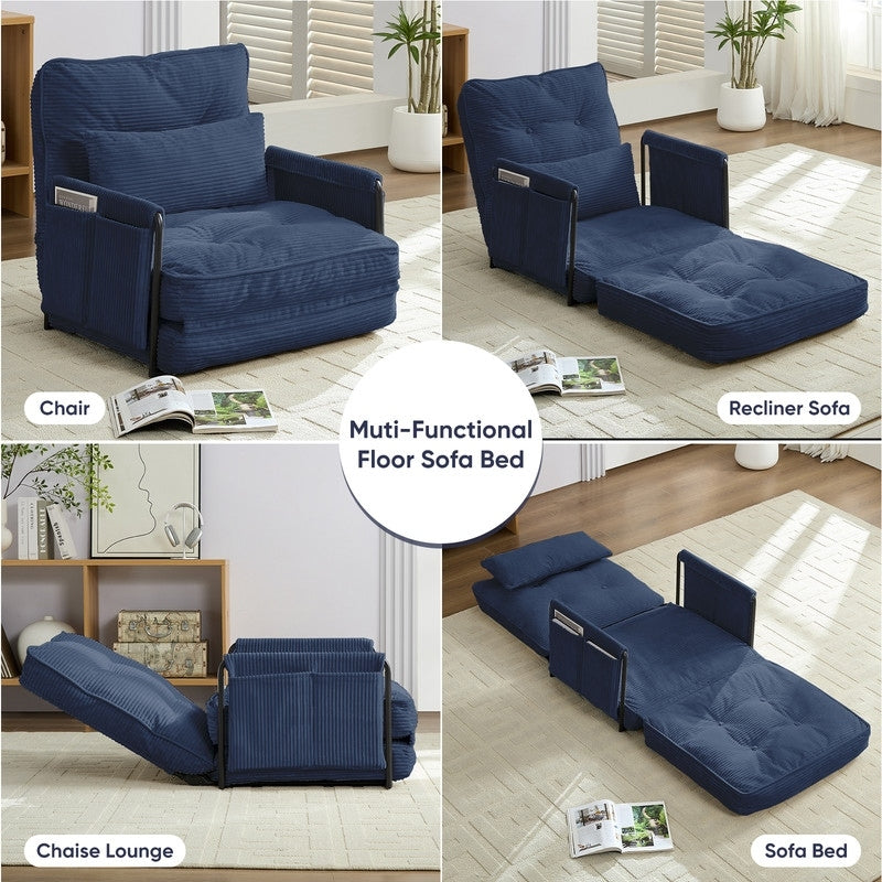 Mixoy Ensemble canapé-lit futon pliable multifonction avec oreillers, dossier réglable sur 6 positions (3+2+1)