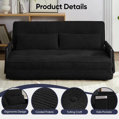 Canapé-lit pliant multifonction Mixoy, canapé-lit avec coussins, dossier réglable sur 6 positions