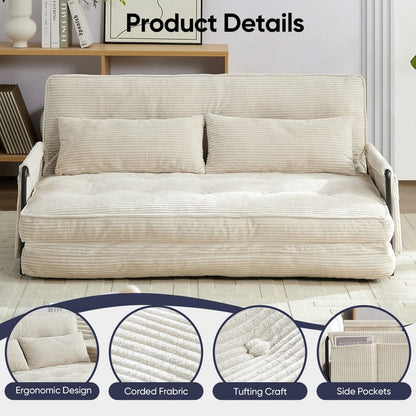 Canapé-lit pliant multifonction Mixoy, canapé-lit avec coussins, dossier réglable sur 6 positions