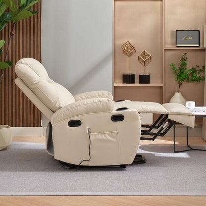 Fauteuil inclinable massant et releveur Mixoy pour personnes âgées, chauffant, positions infinies, poche latérale, porte-gobelets, port de charge USB