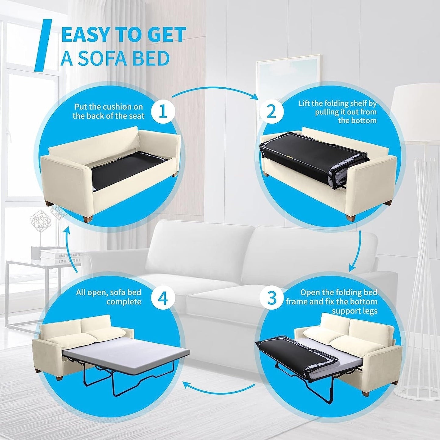 Canapé-lit gigogne moderne Mixoy, canapé-lit causeuse en velours