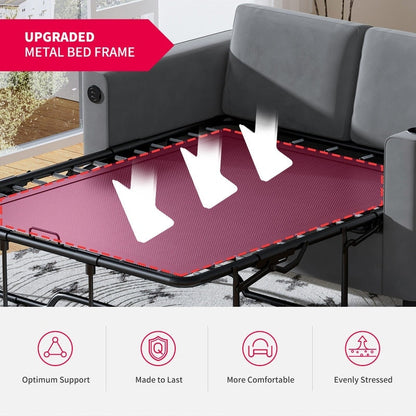 Canapé-lit gigogne Mixoy, canapé-lit avec matelas en mousse à mémoire de forme, porte-gobelet, USB, canapé-lit gigogne