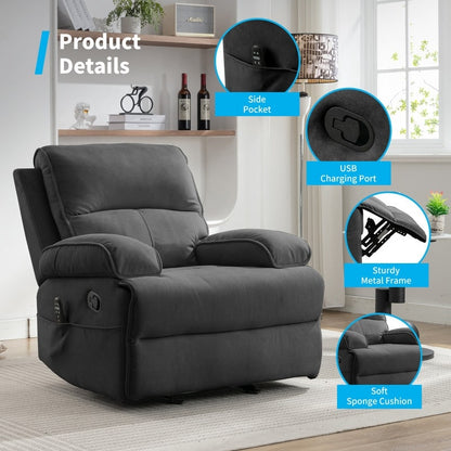 Mixoy Fauteuil inclinable, fauteuil de massage surdimensionné en velours pour bébé avec fonction de vibration et de chaleur