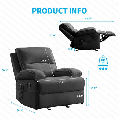 Mixoy Fauteuil inclinable, fauteuil de massage surdimensionné en velours pour bébé avec fonction de vibration et de chaleur