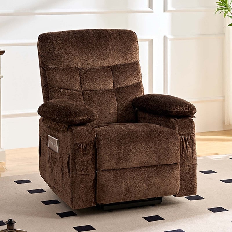 Fauteuil inclinable électrique en velours Mixoy, fauteuil inclinable électrique à double moteur, massage thermique et télécommande