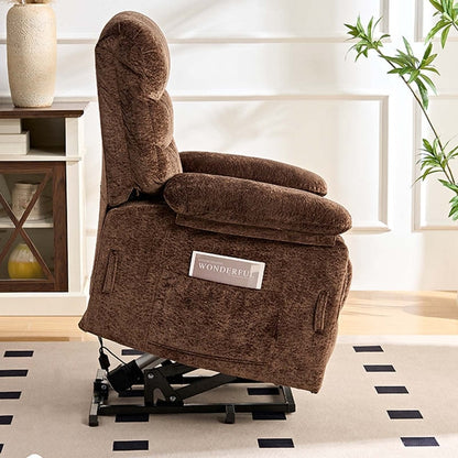 Fauteuil inclinable électrique en velours Mixoy, fauteuil inclinable électrique à double moteur, massage thermique et télécommande