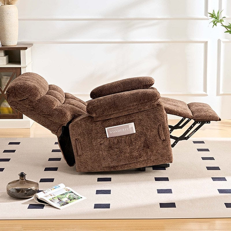 Fauteuil inclinable électrique en velours Mixoy, fauteuil inclinable électrique à double moteur, massage thermique et télécommande