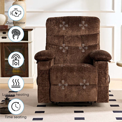 Fauteuil inclinable électrique en velours Mixoy, fauteuil inclinable électrique à double moteur, massage thermique et télécommande