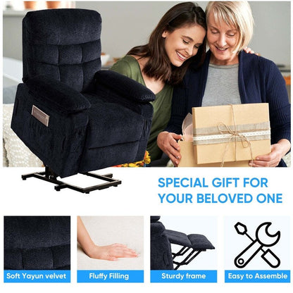 Fauteuil inclinable électrique en velours Mixoy, fauteuil inclinable électrique à double moteur, massage thermique et télécommande