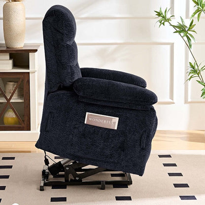 Fauteuil inclinable électrique en velours Mixoy, fauteuil inclinable électrique à double moteur, massage thermique et télécommande
