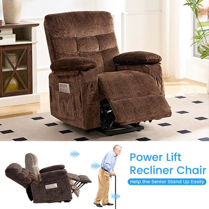 Fauteuil inclinable électrique en velours Mixoy, fauteuil inclinable électrique à double moteur, massage thermique et télécommande