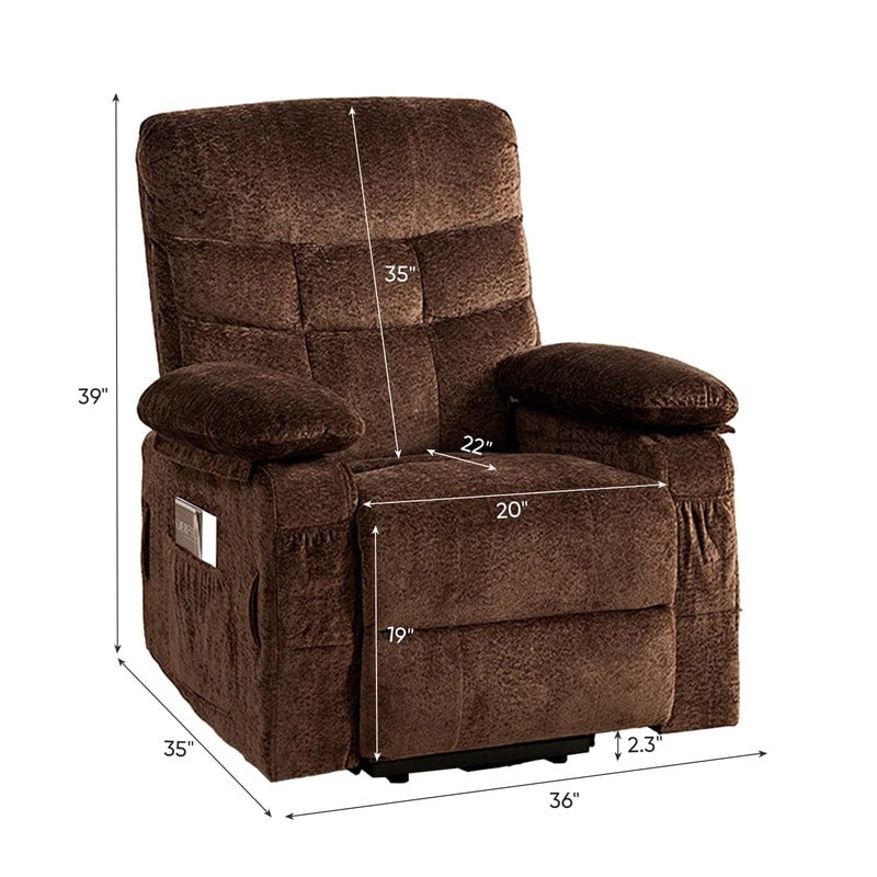 Fauteuil inclinable électrique en velours Mixoy, fauteuil inclinable électrique à double moteur, massage thermique et télécommande