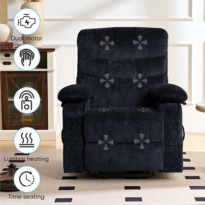 Fauteuil inclinable électrique en velours Mixoy, fauteuil inclinable électrique à double moteur, massage thermique et télécommande