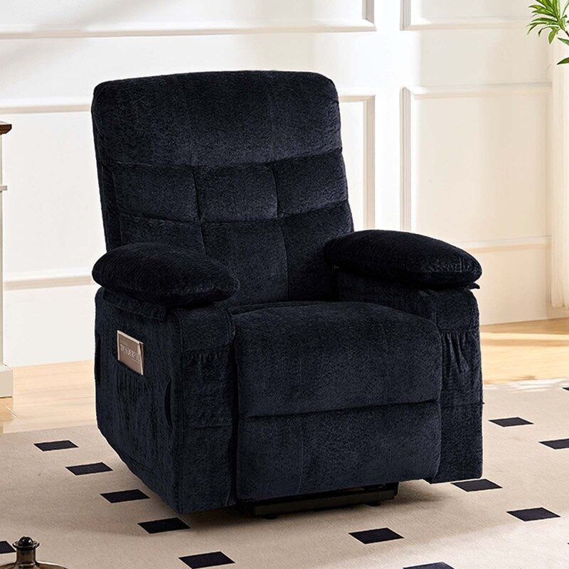 Fauteuil inclinable électrique en velours Mixoy, fauteuil inclinable électrique à double moteur, massage thermique et télécommande
