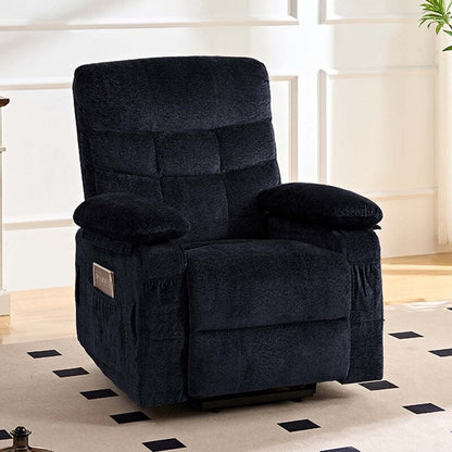Fauteuil inclinable électrique en velours Mixoy, fauteuil inclinable électrique à double moteur, massage thermique et télécommande