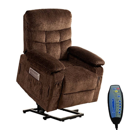 Fauteuil inclinable électrique en velours Mixoy, fauteuil inclinable électrique à double moteur, massage thermique et télécommande