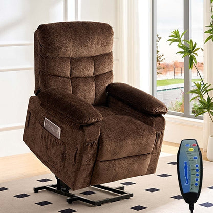 Fauteuil inclinable électrique en velours Mixoy, fauteuil inclinable électrique à double moteur, massage thermique et télécommande