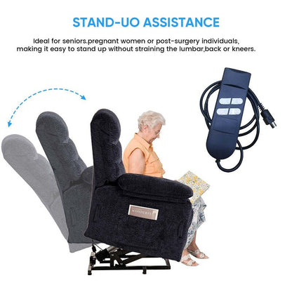 Fauteuil inclinable électrique en velours Mixoy, fauteuil inclinable électrique à double moteur, massage thermique et télécommande