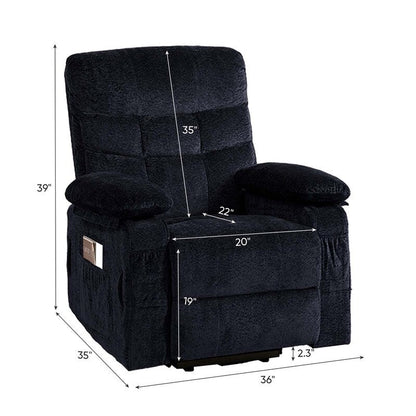 Fauteuil inclinable électrique en velours Mixoy, fauteuil inclinable électrique à double moteur, massage thermique et télécommande