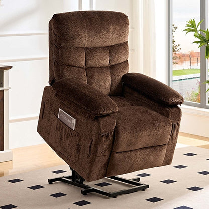 Fauteuil inclinable électrique en velours Mixoy, fauteuil inclinable électrique à double moteur, massage thermique et télécommande