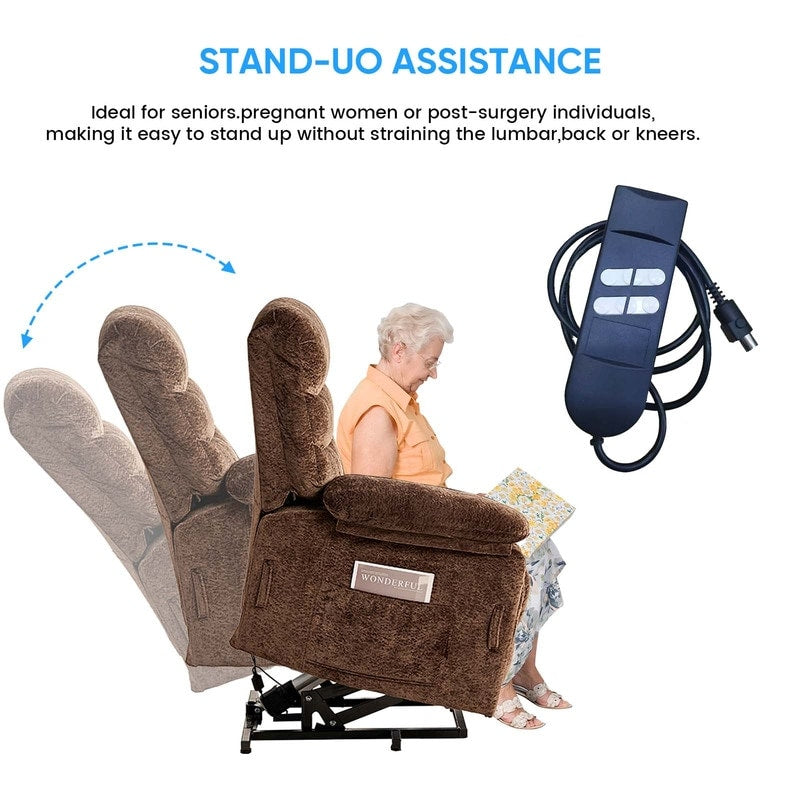 Fauteuil inclinable électrique en velours Mixoy, fauteuil inclinable électrique à double moteur, massage thermique et télécommande