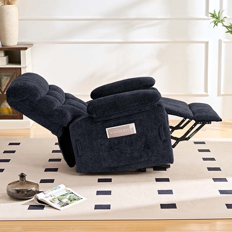 Fauteuil inclinable électrique en velours Mixoy, fauteuil inclinable électrique à double moteur, massage thermique et télécommande