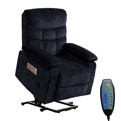 Fauteuil inclinable électrique en velours Mixoy, fauteuil inclinable électrique à double moteur, massage thermique et télécommande
