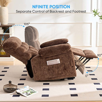 Fauteuil inclinable électrique en velours Mixoy, fauteuil inclinable électrique à double moteur, massage thermique et télécommande