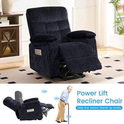 Fauteuil inclinable électrique en velours Mixoy, fauteuil inclinable électrique à double moteur, massage thermique et télécommande