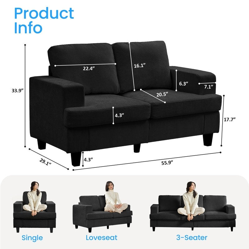 Canapé sectionnel Mixoy W56 Loveseat, tissu chenille Cloud Sleeper, canapés 2 places rembourrés confortables