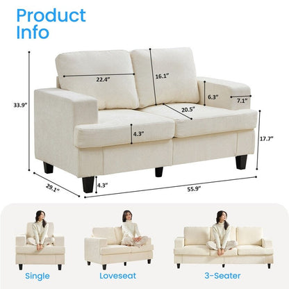 Canapé sectionnel Mixoy W56 Loveseat, tissu chenille Cloud Sleeper, canapés 2 places rembourrés confortables