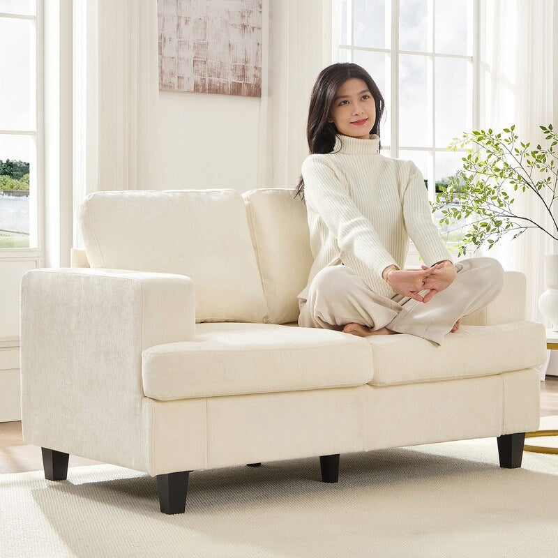 Canapé sectionnel Mixoy W56 Loveseat, tissu chenille Cloud Sleeper, canapés 2 places rembourrés confortables