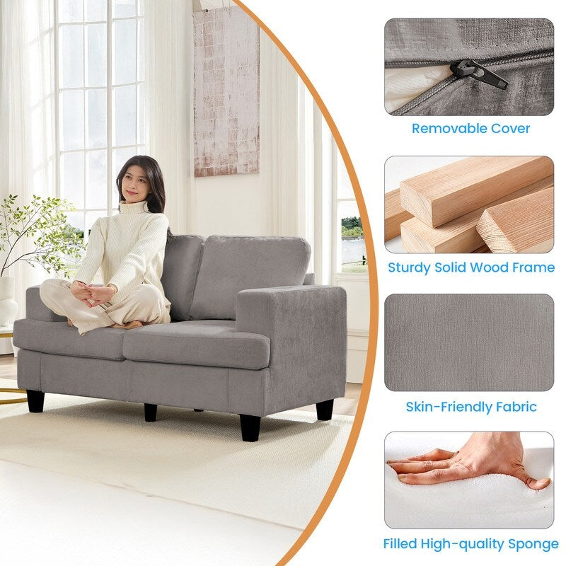 Canapé sectionnel Mixoy W56 Loveseat, tissu chenille Cloud Sleeper, canapés 2 places rembourrés confortables