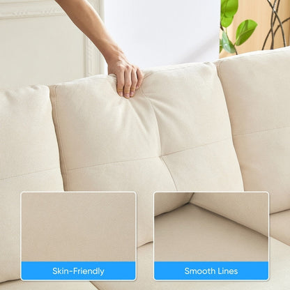 Canapé sectionnel Mixoy W87 en U, canapé convertible 4 places en velours avec poufs de rangement amovibles